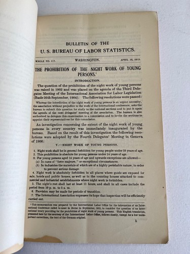 1913 PROHIBITION NIGHT WORK of YOUNG PERSONS Child United States Bureau of Labor - Picture 5 of 7