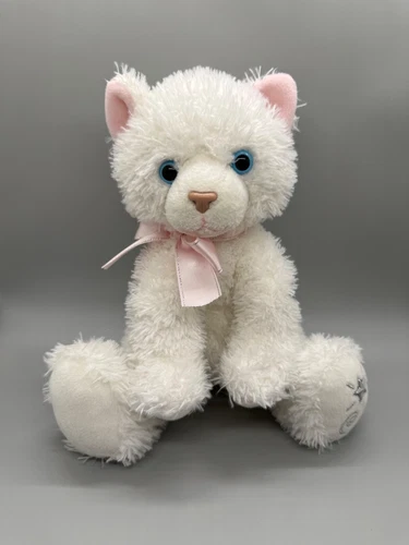 2006 Russ Berrie Shining stars White Cat Plush Stuffed Animal Toy Pink Bow