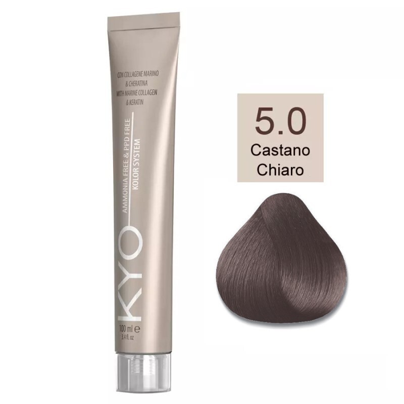 KYO Colorazione Capelli senza Ammoniaca e PPD con Cheratina - 5.0 Castano Chiaro