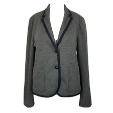 Gap Blazer Womens Sz 8 Gray The Academy Knit Stretch Collared Pockets Jacket