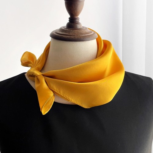 Yellow Mulberry Silk Scarf ladies 21 Inches100 Percent Silk Square Headband S... - Picture 3 of 5