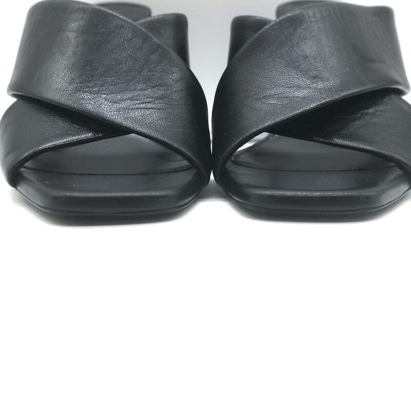 Sandali incrociati Saint Laurent LouLou in pelle nera misura 36 tacco aperto