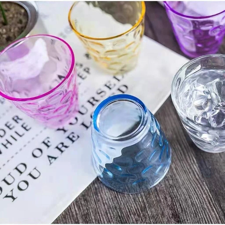 Juego de vasos de vidrio color rosa caja de regalo 6 vasos uso diario agua jugo refresco té Foto 2 de 4