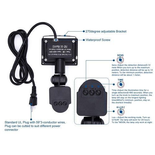 Z Motion Sensor Flood Lights Outdoor10W Induction LED Lamp IP65 Waterproof Sp... - Picture 3 of 9