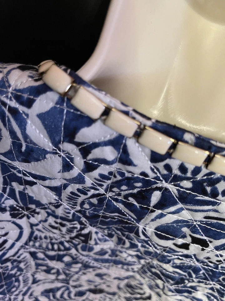 Бесконечная роза темно-синий/белый красивый стеганая бусина украшенный талии куртка - Изображение 4 из 4