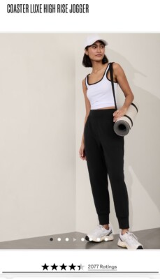 Athleta Large L Soft Coaster Luxe High Rise Jogger Pant Black NEW