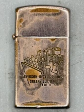 Vintage 1968 Levinson Metal Co Salvage Double Sided Chrome Slim Zippo Lighter