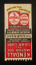 1920s PULLQUICK MATCH Kendall Motor Oil and Gear Lube 2000 Mile Oil Bradford PA