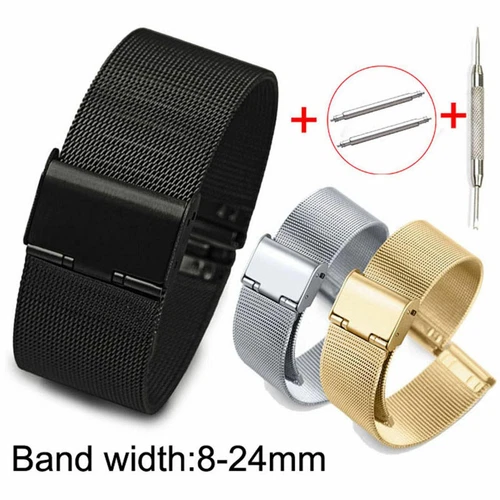 Mesh 0.4 Wire Metal Band 8-24mm Replacement Watch Strap Stainless Steel Bracelet - Picture 12 of 18
