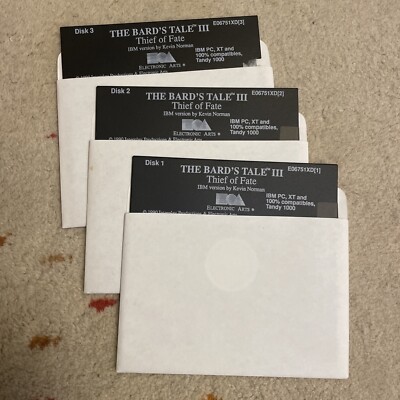 The Bard's Tale III: Thief of Fate IBM 5.25'' Floppy Discs 1-3, Referenzkarte