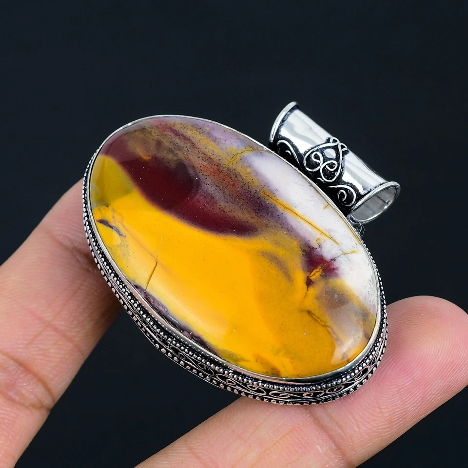 Bonito Colgante Mookaite Amarillo Plata de Ley 925 Joyería Boho Regalo para Amigos Foto 4 de 4