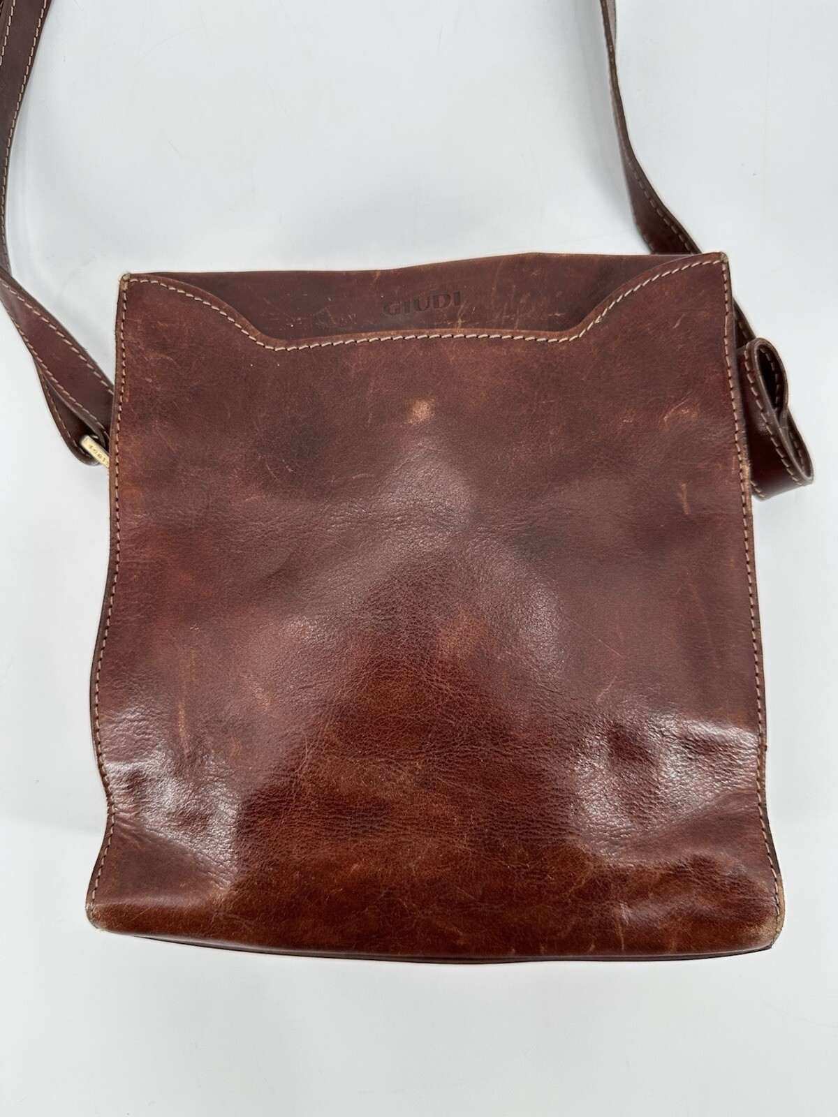 Vintage Giudi Italian Bag Brown Leather Bucket Crossbody Boho Rustic
