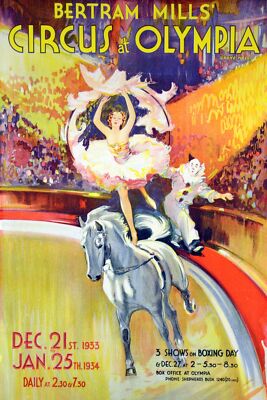 5988.Bertram mills circus at olympia.horse.clown.POSTER.Decoration.Room wall art