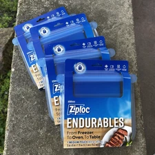 Ziploc ENDURABLES 4 Medium Pouches Platinum grade Silicone Freeze Heat Safe NEW