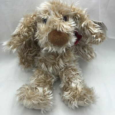 Vintage GINA Plush Puppy Dog CYRANO Bandana Shaggy Fur Hairy Stuffed Animal 13''