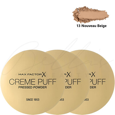 MAX FACTOR Creme Puff gepresster kompakter Gesichtspuder - 13 Nouveau Beige *3er Pack*