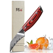 TURWHO 3.5inch Paring Knife Japan VG10 Damascus Steel Bird's Beak Peeling Knives