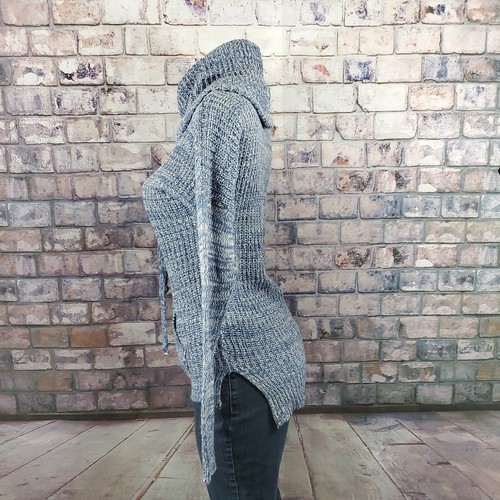 Womens Sweater Blue Knitted Top Cowl Neck Long Sleeve Chesley Size Medium - Picture 3 of 9
