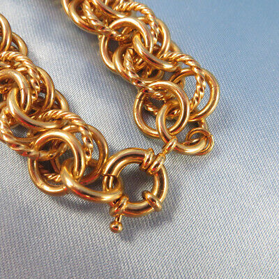 ブレスレット ROMANTINUER SN139 TRIPLE CHAIN BRACELET Signed SLC Textured Triple Chain Link Bracelet GP Chunky 8