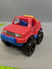 Vintage American Plastic Toys Inc Red Blue Truck 7.5" x 5.5" x 5"