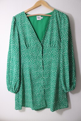 Princess Polly Green with Flower Dress Size 8 Long Sleeve (77) | eBay