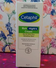 Cetaphil Rich Night Cream 50g Very Dry Sensitive Skin Niacinamide Smoothing BNIB