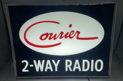 Vintage Courier 2-Way Radio Lighted Advertising Dealer SIGN NPI Neon Prod Inc CB