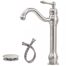 Waterfall Single Hole Single-Handle Vessel Sink Faucet with Pop-Up Drain Assembl