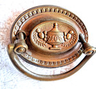 4 Antique Hepplewhite Brass Furniture Dresser Drawer Oval Drop Bail Pull Handles — photo 4