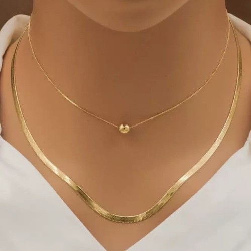 Minimalist Double Layer Stainless Steel Pendant Necklace for Women Retro Look - Picture 7 of 16