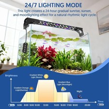 LED Aquarium Light - 16W Fish Tank Light with 24/7 Natural Light Mode - 10"-16"