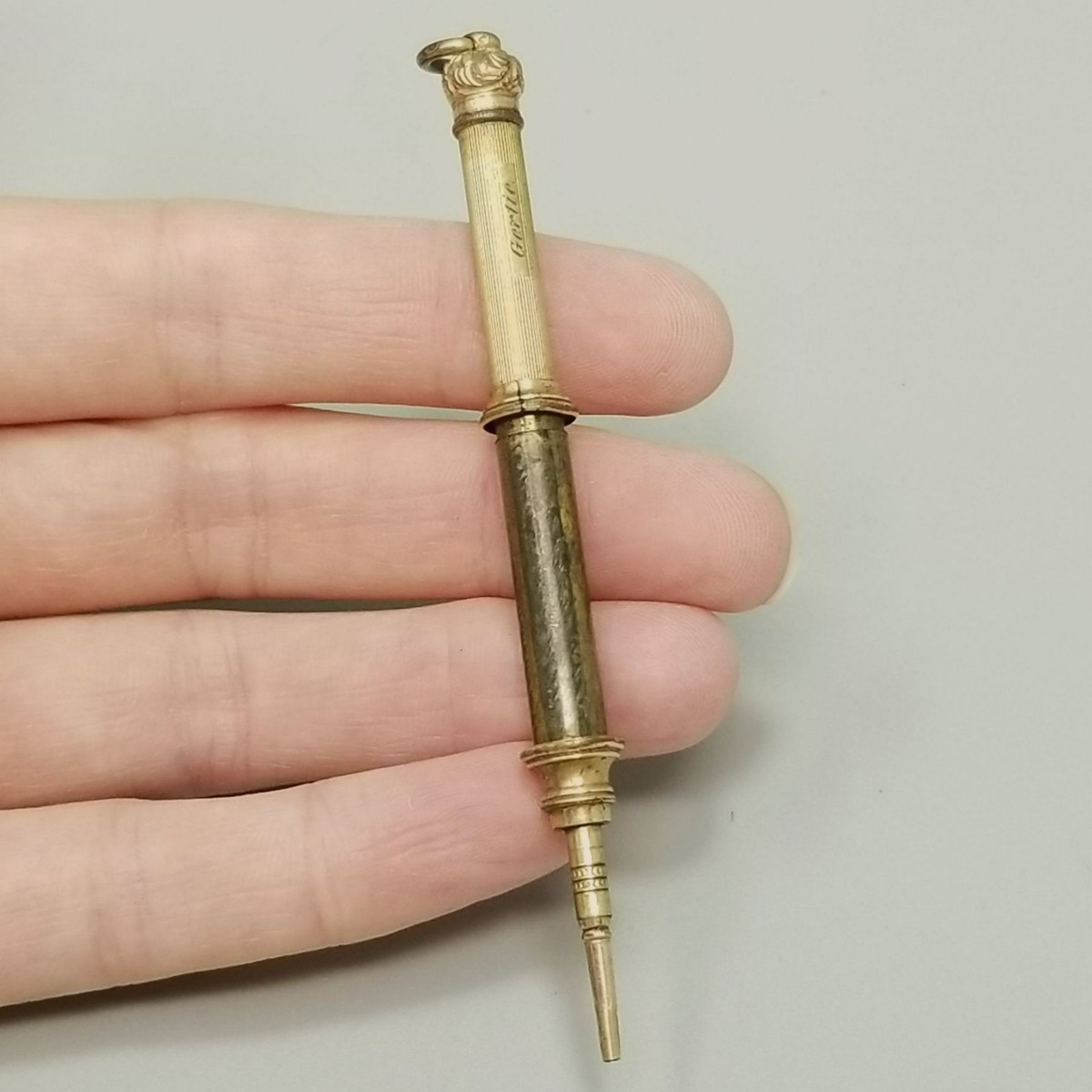 Antique Mechanical Retractable Propelling Pencil Gold Filled