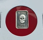 Human Skull 💀 - 1 gram .999 Fine Pure SILVER Bullion Bar Fractional Ingot