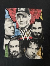 WWE WRESTLING t shirt 2017 Large AJ STYLES BROCK LESNAR JOHN CENA SETH ROLLINS