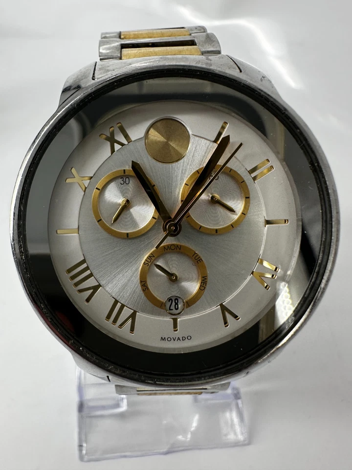 Movado Bold Silver Gold Tone Hands Dial Chronograph MB 01.3.14.6103 Size 6.5" - image 2 of 4