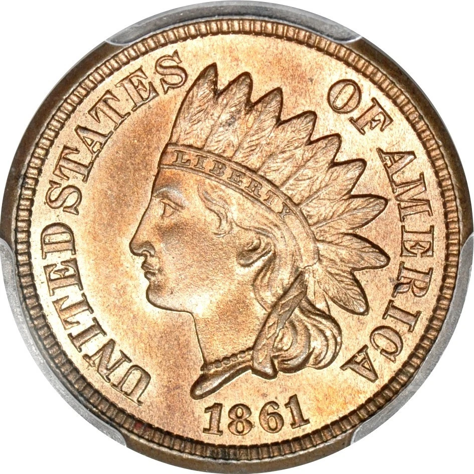 1861 1C Indian Cent PCGS MS66 (PHOTO SEAL)