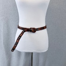 Womens Brown Cowhide Leather Woven Braided Belt Large Boho Western 40" Inches