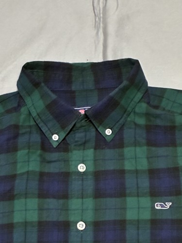 Vineyard Vines Shirt Mens Large Green Tartan Plaid Classic Fit Whale Office - Picture 5 of 12