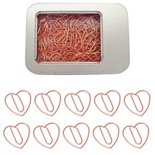 150 PCS Small Heart Paper Clips, Rose Gold Paperclips Rose Gold Desk Accessor...