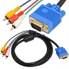 5FT / 1.5M VGA to 3 RCA Cable VGA Male Cable 15 Pin Digital to Analog PC TV Vide