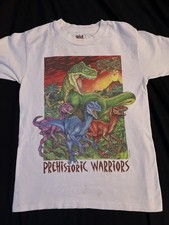 vintage 90s DINOSAUR PREHISTORIC WARRIORS T-rex raptor T-Shirt - YOUTH LARGE