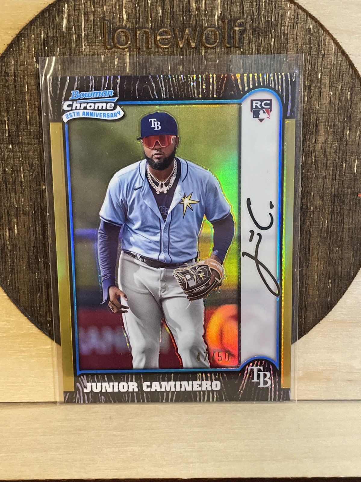 JUNIOR CAMINERO 2024 BOWMAN CHROME 25TH ANNIVERSARY ROOKIE GOLD RC /50
