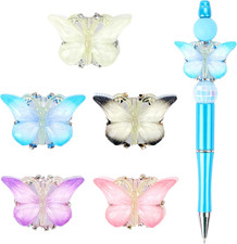 Gradient Butterfly Beads for Pens 5Pcs Fancy Focal Beads for Beadable Pens Beada