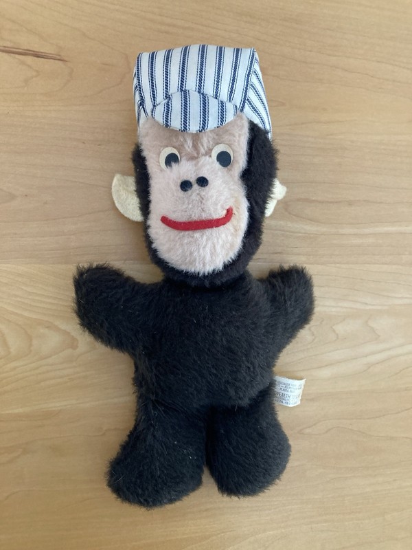 Vintage Commonwealth Toy Monkey W/Hat Stuffed Animal Old Fashioned