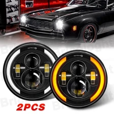 For Chevy Chevelle 1971-1973 Pair 7 Inch LED Headlights Round Hi/Lo Sealed Beam
