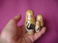 1993 RUSSIAN MINIATURE WOODEN NESTING DOLL MATROSHKA BLACK SWAN signed