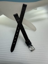 9 mm LONG 3/8 L BLACK GENUINE LIZARD FRANCE WOMEN'S LEATHER WATCH BAND 8" NOS