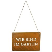 "Riffelmacher Schild Metall Zum HäNgen \"Wir Sind Im Garten\" Rostfarben 30 Cm X 20"