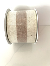 Simple Spring Wired Edge Burlap Ribbon Off White  Beige 2.5 in X 15 ft New