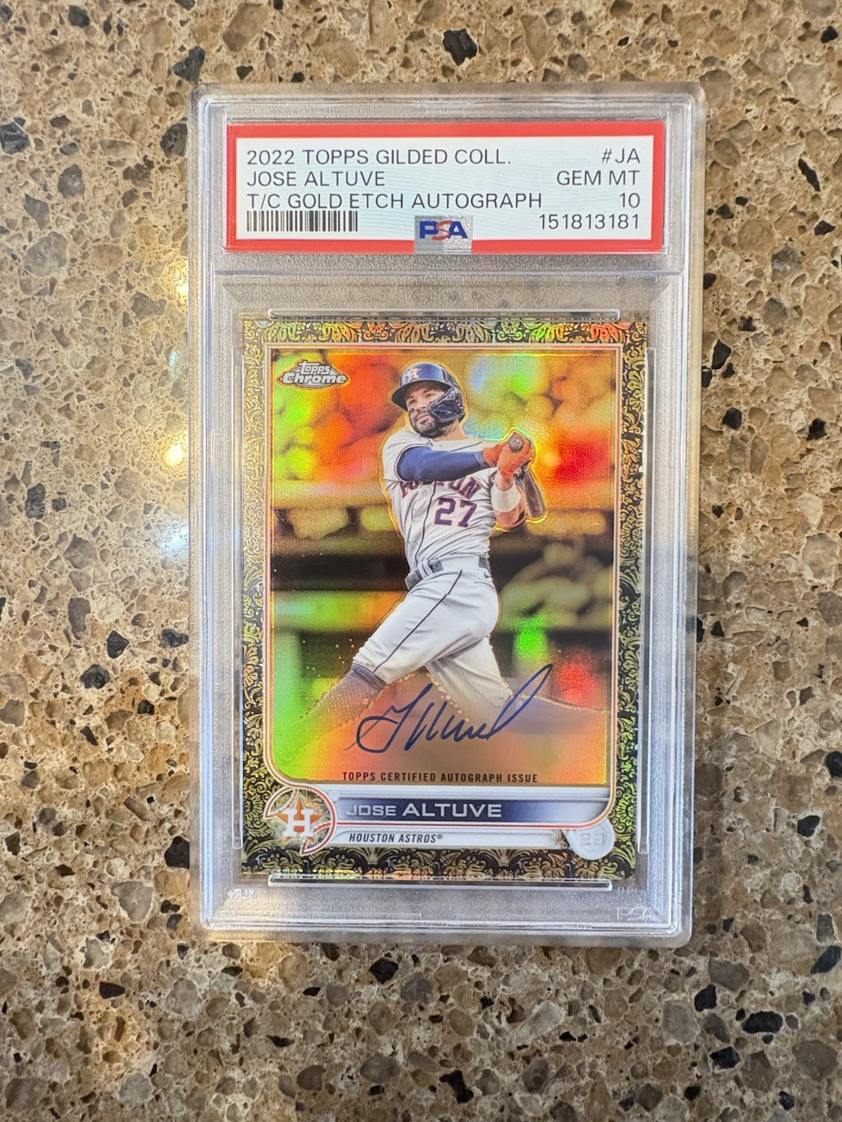 Topps 2022 Gilded Collection Jose Altuve Gold Etch Auto GEA-JA Blue /75 **RARE**